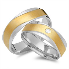 🦚 Eheringe 333er Gelb- Weissgold mit Brillant