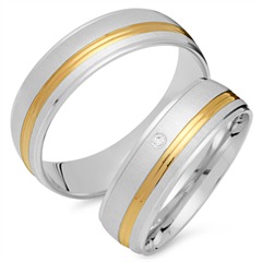 🦚 Eheringe 333er Gelb- Weissgold mit Diamant