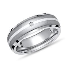 🦚 Moderner Ring Titan mit Einlage Silber & Diamant
