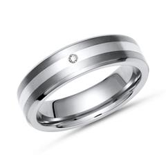 🦚 Moderner Ring Titan Diamant & Einlage Silber