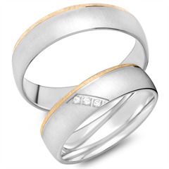 🦚 Trauringe 750er Gelb- Weissgold 3 Diamanten