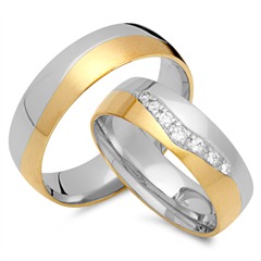 🦚 Eheringe 333er Gelb- Weissgold 7 Diamanten