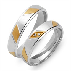 🦚 Trauringe 585er Gelb- Weissgold 2 Diamanten