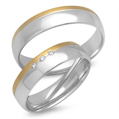 🦚 Trauringe 585er Gelb- Weissgold 3 Diamanten