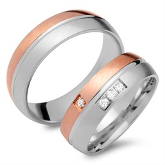 🦚 Eheringe 585er Rot- Weissgold 4 Diamanten