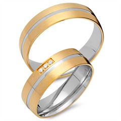 🦚 Trauringe 750er Gelb- Weissgold 3 Brillanten