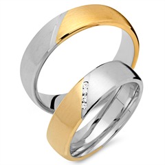 🦚 Trauringe 750er Gelb- Weissgold 4 Diamanten