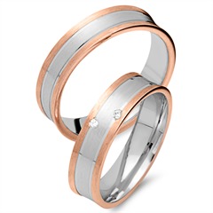 🦚 Eheringe 750er Rot- Weissgold 2 Diamanten