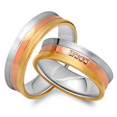 🦚 Eheringe 585er Gold Tricolor 4 Diamanten