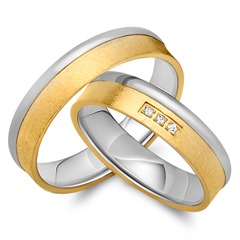 🦚 Trauringe 585er Gelb- Weissgold 3 Brillanten