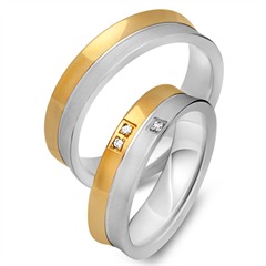 🦚 Trauringe 750er Gelb- Weissgold 3 Diamanten