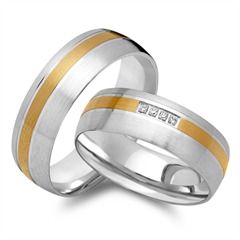 🦚 Eheringe 333er Gelb- Weissgold 4 Diamanten