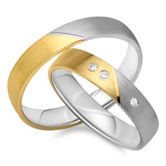 🦚 Eheringe 750er Gelb- Weissgold 3 Brillanten