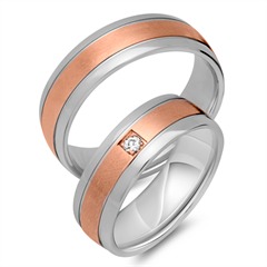 🦚 Eheringe 333er Rot- Weissgold mit Diamant