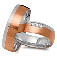 🦚 Eheringe 333er Rot- Weissgold 3 Brillanten