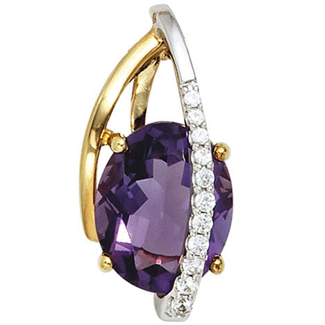 Anhänger 585 Gold Gelbgold Weißgold 11 Diamanten Brillanten 1 Amethyst violett Unkategorisiert online kaufen