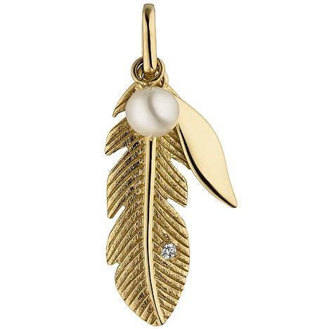 Anhänger Feder 585 Gelbgold 1 Süßwasser Perle 1 Diamant Brillant Unkategorisiert online kaufen