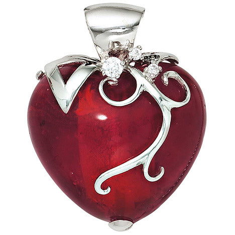 Anhänger Herz rotes Glas mit 925 Sterling Silber und Zirkonia Herzanhänger Unkategorisiert online kaufen