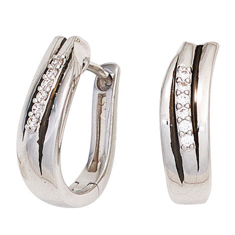 Creolen 585 Gold Weißgold mit schwarz 12 Diamanten Brillanten Ohrringe Unkategorisiert online kaufen