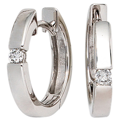 Creolen rund 585 Gold Weißgold 2 Diamanten Brillanten 0 10ct. Ohrringe Unkategorisiert online kaufen