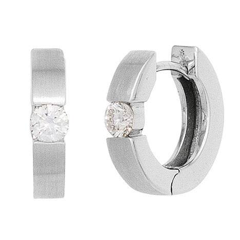 Creolen rund 585 Gold Weißgold mattiert 2 Diamanten Brillanten 0 15ct. Ohrringe Unkategorisiert online kaufen
