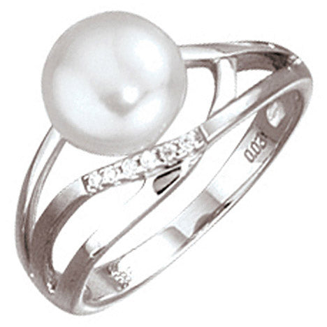 Damen Ring 585 Gold Weißgold 1 Süßwasser Perle 6 Diamanten Brillanten Goldring - 54 Unkategorisiert online kaufen