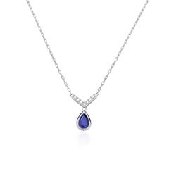 🦚 14K Weißgold Kette mit Saphir und Diamanten Unkategorisiert online kaufen