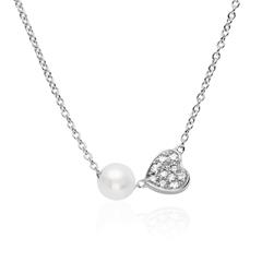 🦚 14K Weißgoldkette mit diamantbesetztem Herz und Perle Unkategorisiert online kaufen