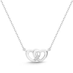 🦚 585er Weißgold-Collier Herzen 2 Diamanten Unkategorisiert online kaufen