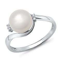 🦚 585er Weißgold-Ring Perle 4 Diamanten 0,028 ct. Unkategorisiert online kaufen