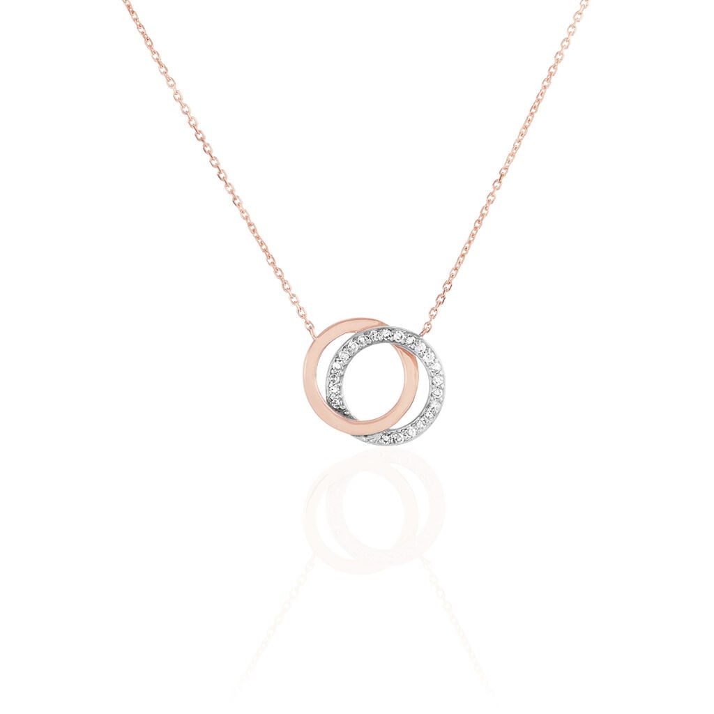 🦚 ABSOLU Damen Collier Gold Bicolor 375 (9 Karat) Diamant Weiß 0,07 ct Kreis, Collier mit Stein Unkategorisiert online kaufen
