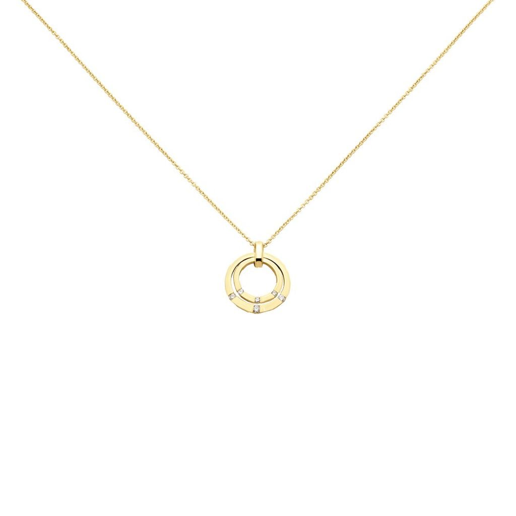 🦚 AMBRE Damen Collier Gold 375 (9 Karat) Diamant Weiß 0,17 ct B 16,6 mm, Collier mit Stein Unkategorisiert online kaufen