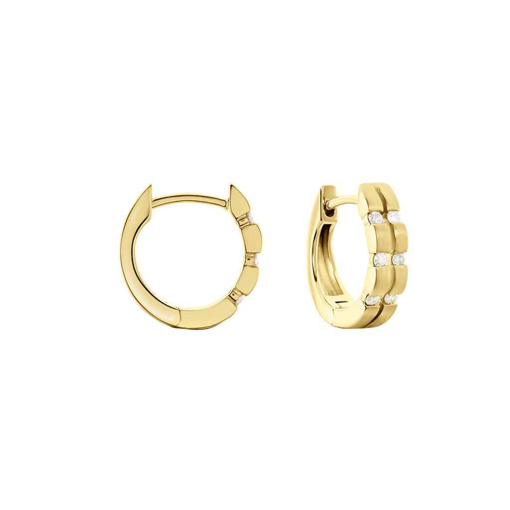 🦚 AMBRE Damen Creolen Gold 375 (9 Karat) Diamant Weiß 0,17 ct B 13,25 mm, Creolen mit Stein Unkategorisiert online kaufen