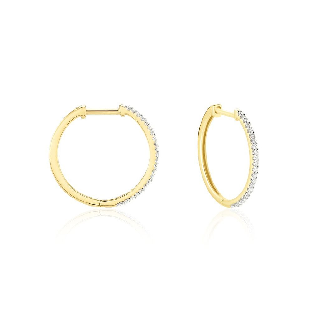 🦚 ARYANNA Damen Creolen Gold 375 (9 Karat) Diamant Weiß 0,12 ct, Creolen mit Stein Unkategorisiert online kaufen