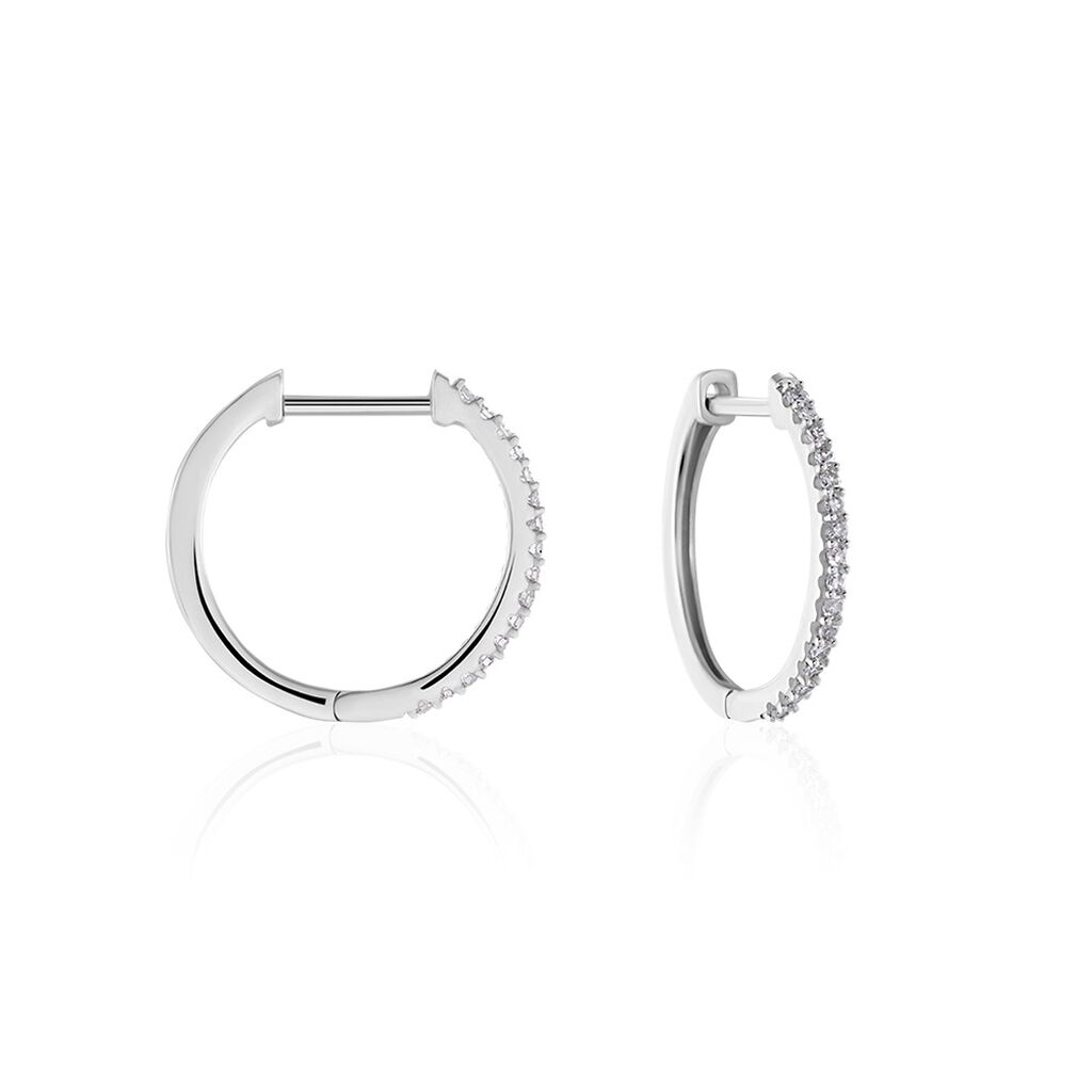 🦚 ARYANNA Damen Creolen Weißgold 375 (9 Karat) Diamant Weiß 0,12 ct B 0,95 mm, Creolen mit Stein Unkategorisiert online kaufen