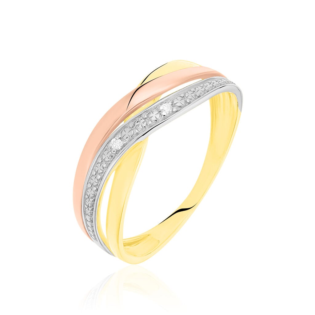 🦚 BICI Damen Ring Gold Tricolor 375 (9 Karat) Diamant Weiß 0,01 ct B 6 mm, Ring mit Stein Unkategorisiert online kaufen