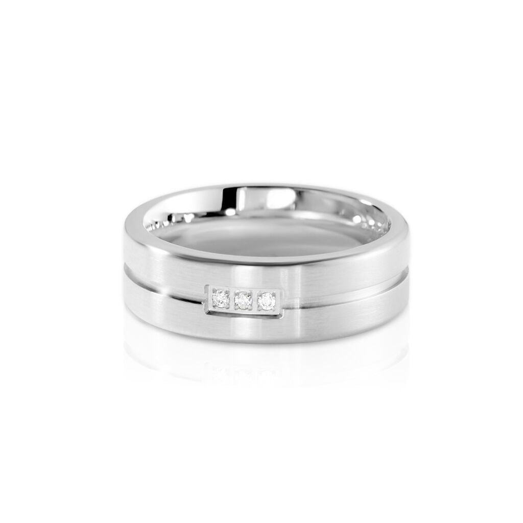 🦚 BOND Damen Ring Edelstahl Diamant Weiß 0,02 ct B 6 mm, Ring mit Stein Unkategorisiert online kaufen