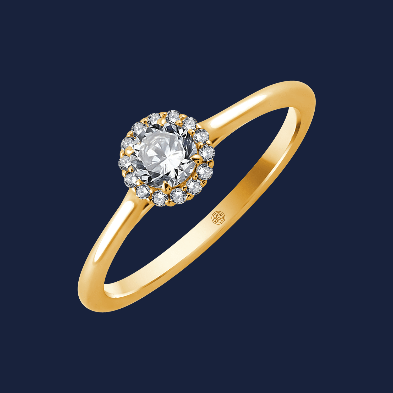 🦚 Bouquet Halo Round Cathedral Ring - 14k Gelbgold / 0.30ct natürlicher Diamant in SI H+ von Pukka Berlin Unkategorisiert online kaufen