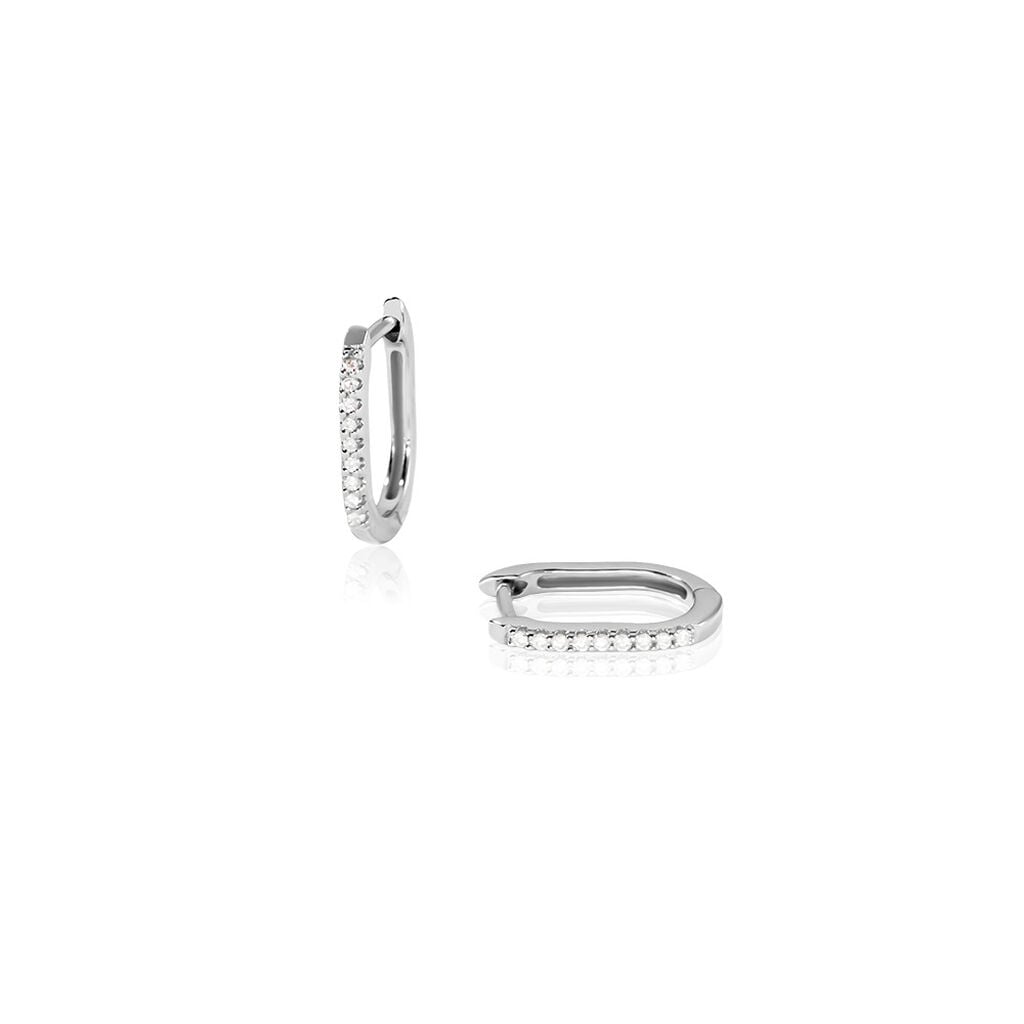 🦚 BRITTANY Damen Creolen Weißgold 375 (9 Karat) Diamant Weiß 0,07 ct, Creolen mit Stein Unkategorisiert online kaufen