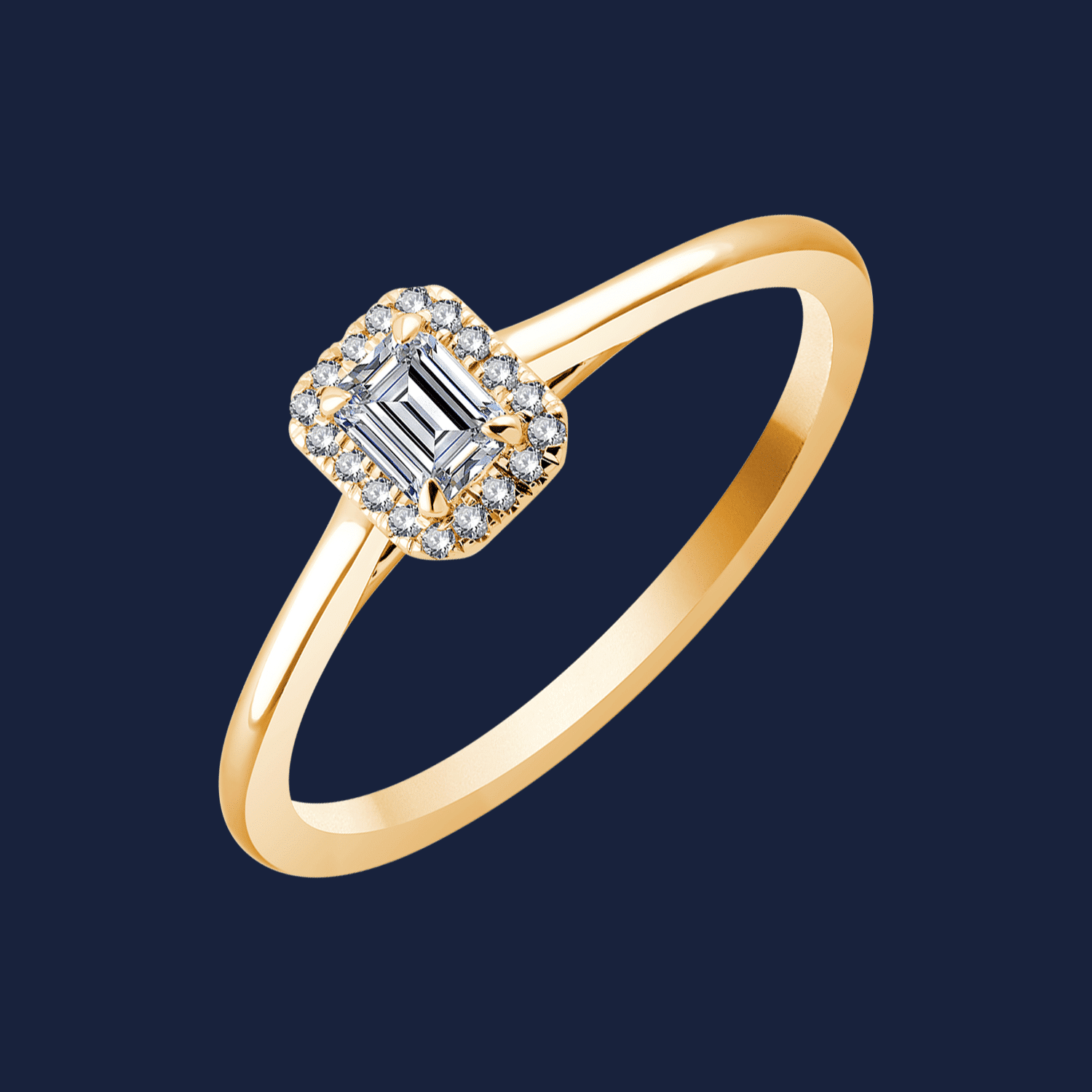 🦚 Cathedral Halo Emerald Ring - 14k Gelbgold / 0.30ct natürlicher Diamant in SI H+ von Pukka Berlin Unkategorisiert online kaufen