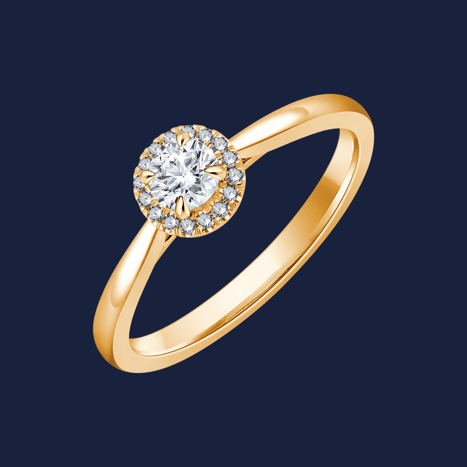 🦚 Cathedral Halo Pinched Round Ring - 14k Gelbgold / 0.30ct natürlicher Diamant in SI H+ von Pukka Berlin Unkategorisiert online kaufen