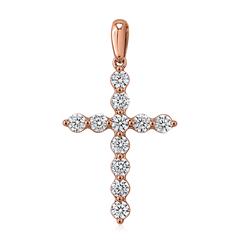 🦚 Damen Anhänger Kreuz mit Diamanten aus Roségold Unkategorisiert online kaufen