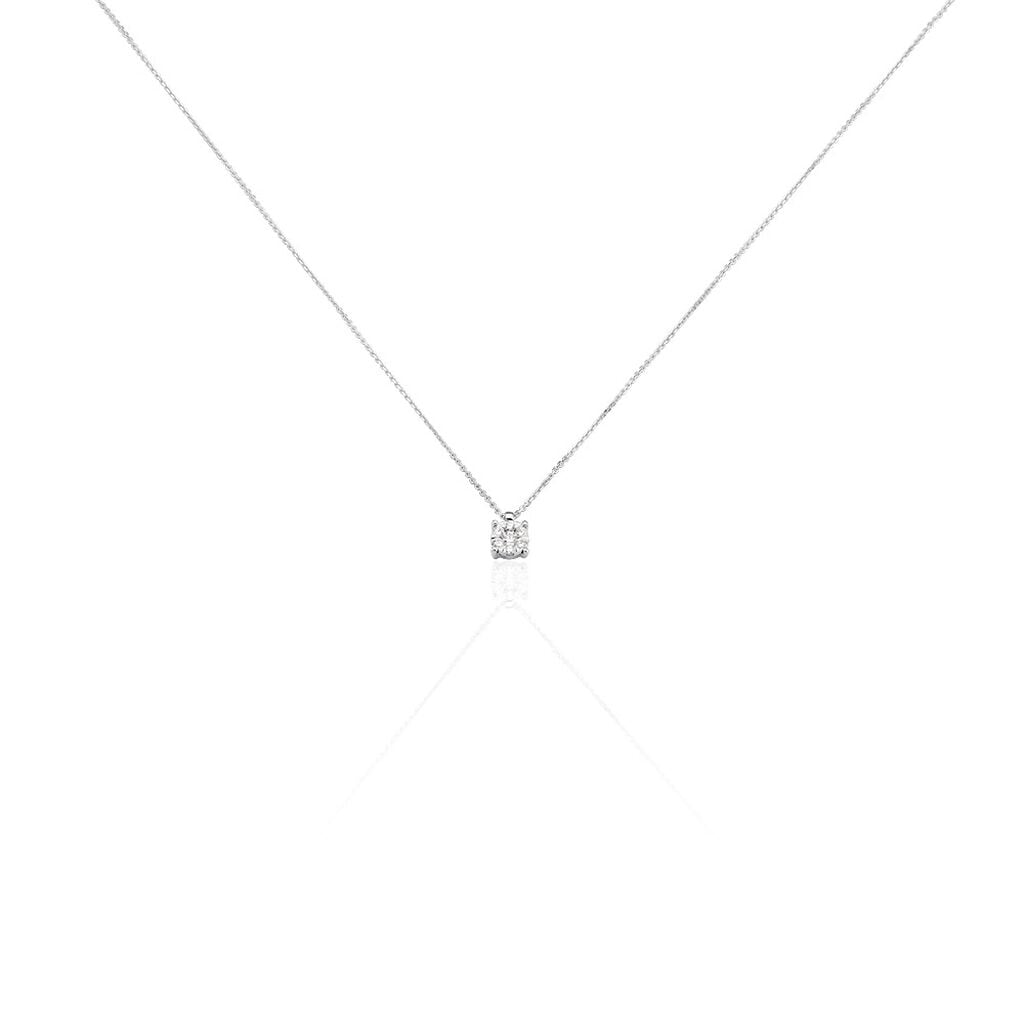 🦚 Damen Collier Weißgold 750 (18 Karat) Diamant Weiß 0,06 ct, Collier mit Stein Unkategorisiert online kaufen