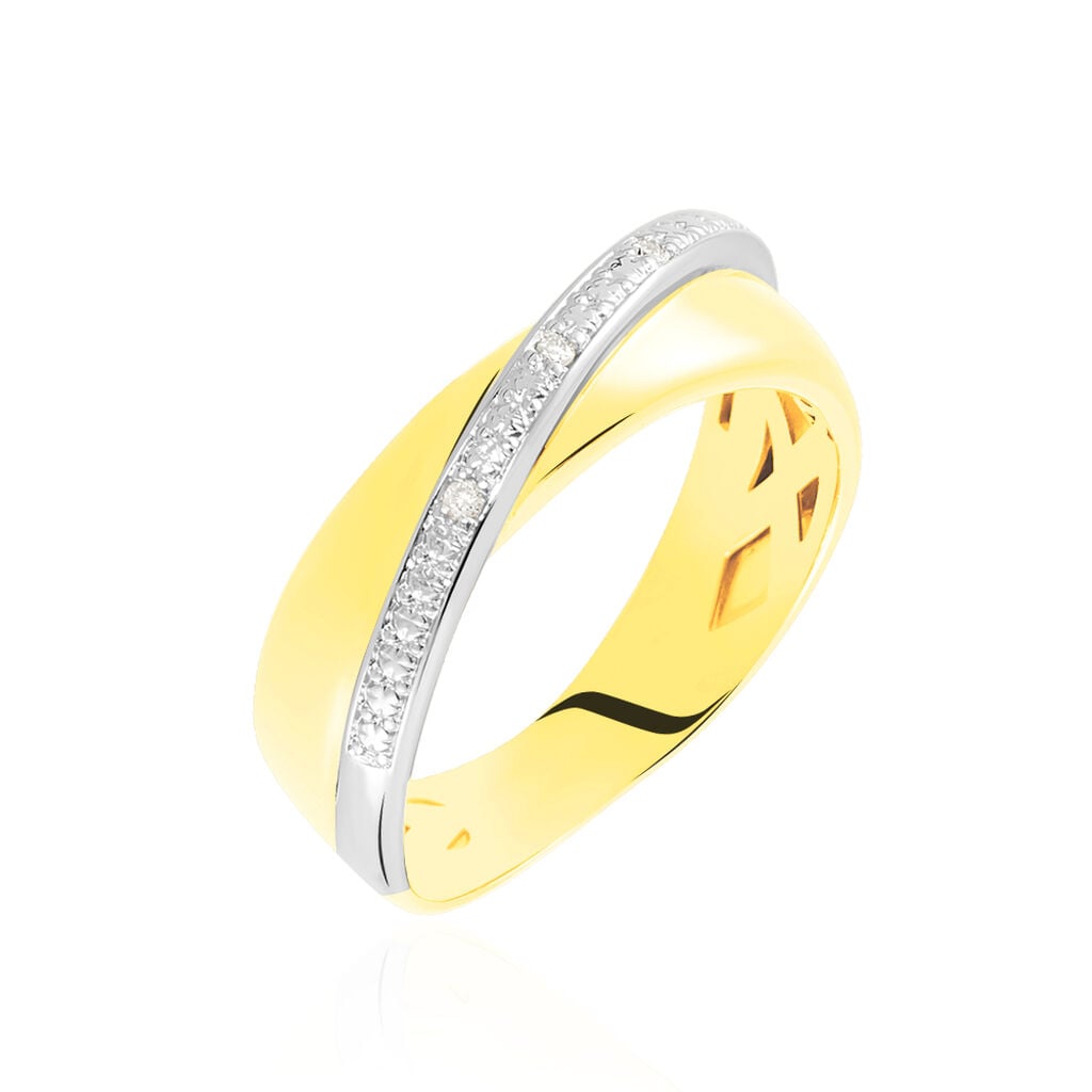 🦚 Damen Ring Gold Bicolor 375 (9 Karat) Diamant Weiß 0,020 ct, Ring mit Stein Unkategorisiert online kaufen