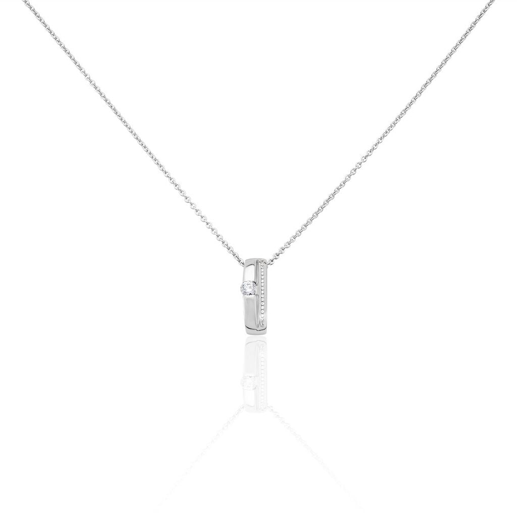 🦚 ELLEANA Damen Collier Silber 925 Zirkonia Weiß Oval B 5,3 mm, Collier mit Stein Unkategorisiert online kaufen