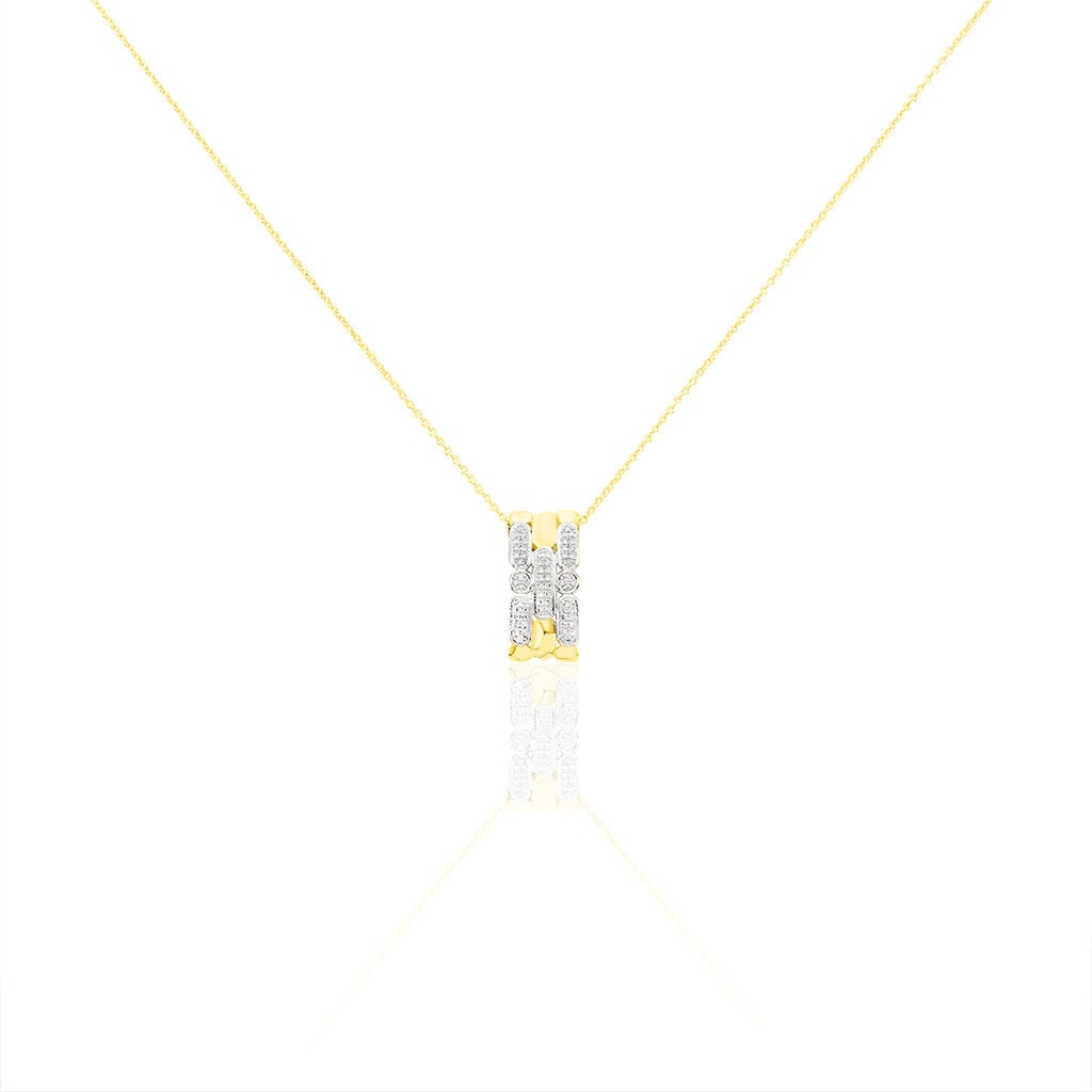 🦚 ETTA Damen Collier Gold 375 (9 Karat) Diamant Weiß 0,14 ct Barren, Collier mit Stein Unkategorisiert online kaufen