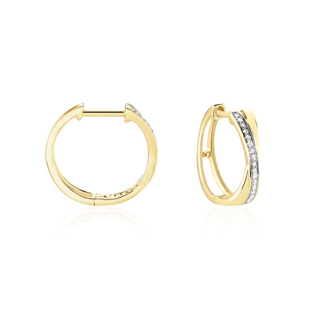 🦚 GIANA Damen Creolen Gold 585 (14 Karat) Diamant Weiß 0,12 ct, Creolen mit Stein Unkategorisiert online kaufen