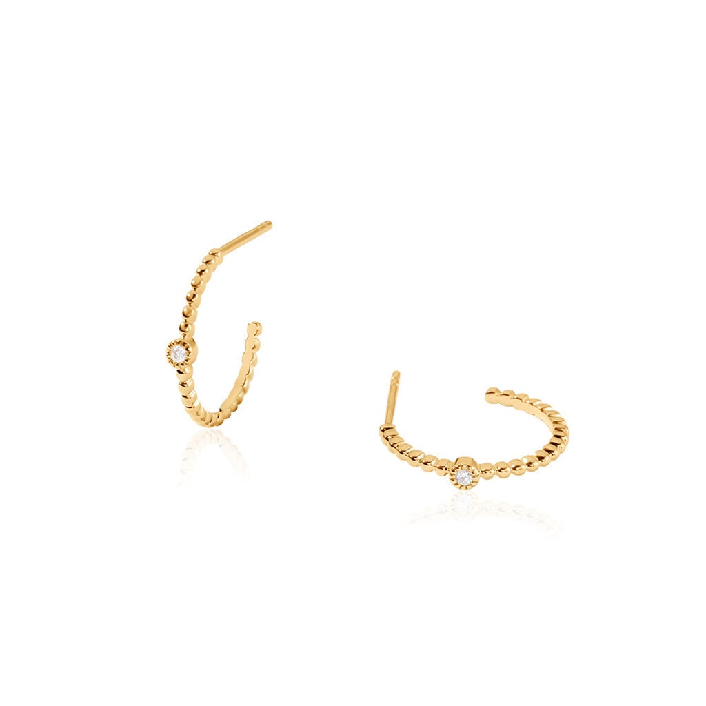 🦚 GIULIANA Damen Creolen Gold 375 (9 Karat) Diamant Weiß 0,03 ct, Creolen mit Stein Unkategorisiert online kaufen