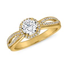 🦚 Gravierbarer Halo-Ring, Gelbgold, lab grown Diamanten Unkategorisiert online kaufen