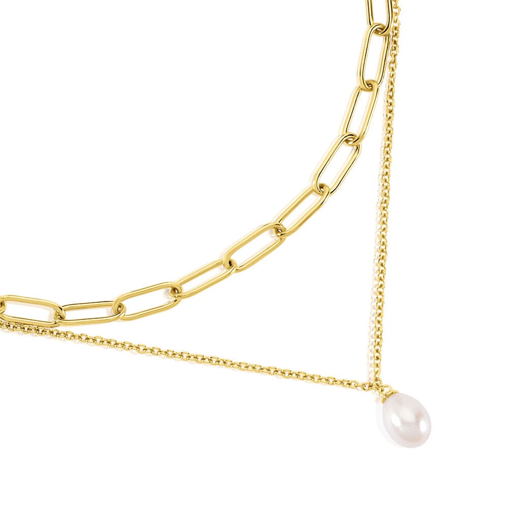 🦚 Harper Damen Collier Silber vergoldet 925 Zuchtperle Weiß B 4,5 mm, Collier mit Stein Unkategorisiert online kaufen